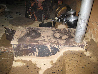 An improved stove during installation
