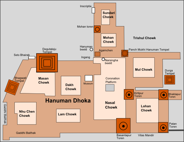 Plattegrond van Hanuman Dhoka